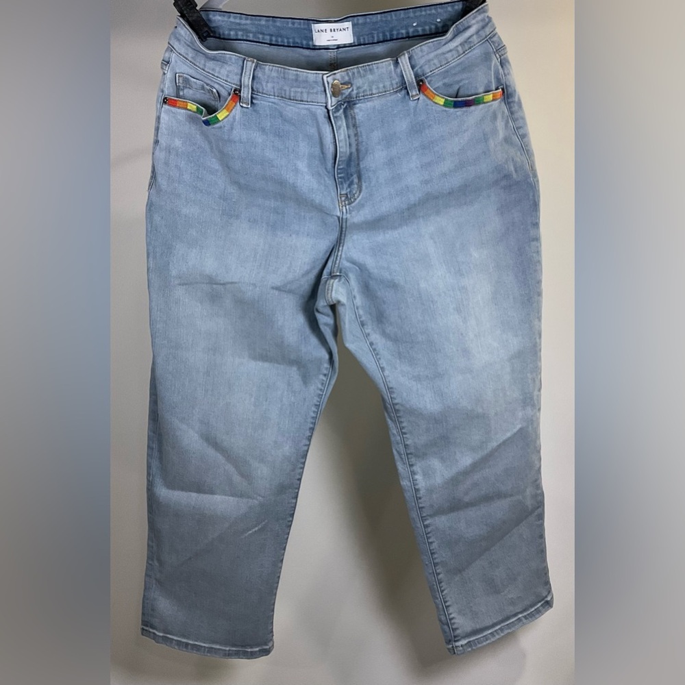 Lane Bryant Relaxed Boyfriend Plus Size Jeans with Rainbow Accents